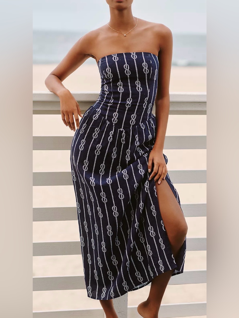 Celandine Anthropologie The Aliza Maxi Dress Nautical Drop Waist
